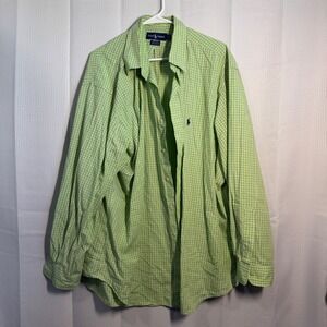 Ralph Lauren Yarmouth Men's Classic Fit Long Sleeve Gingham Shirt Size 18 35